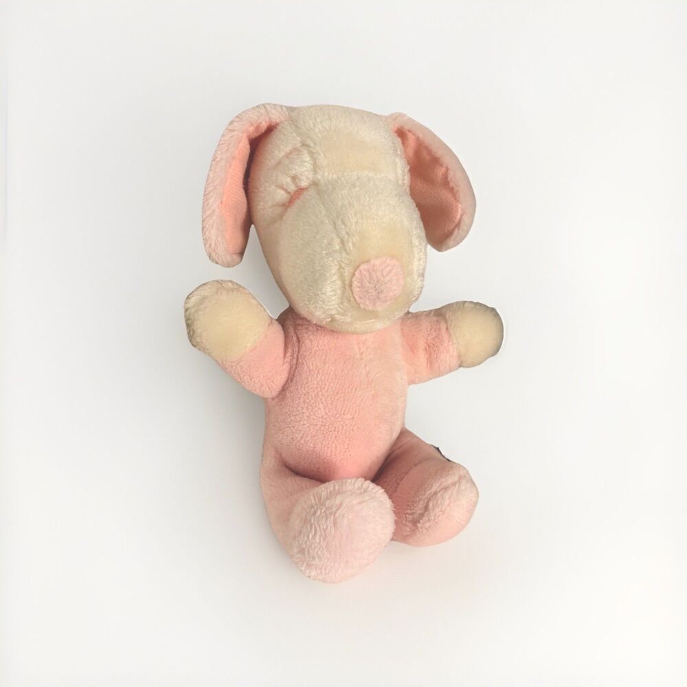Snoopy Peanuts 10” Vintage Plush Pink White @1968